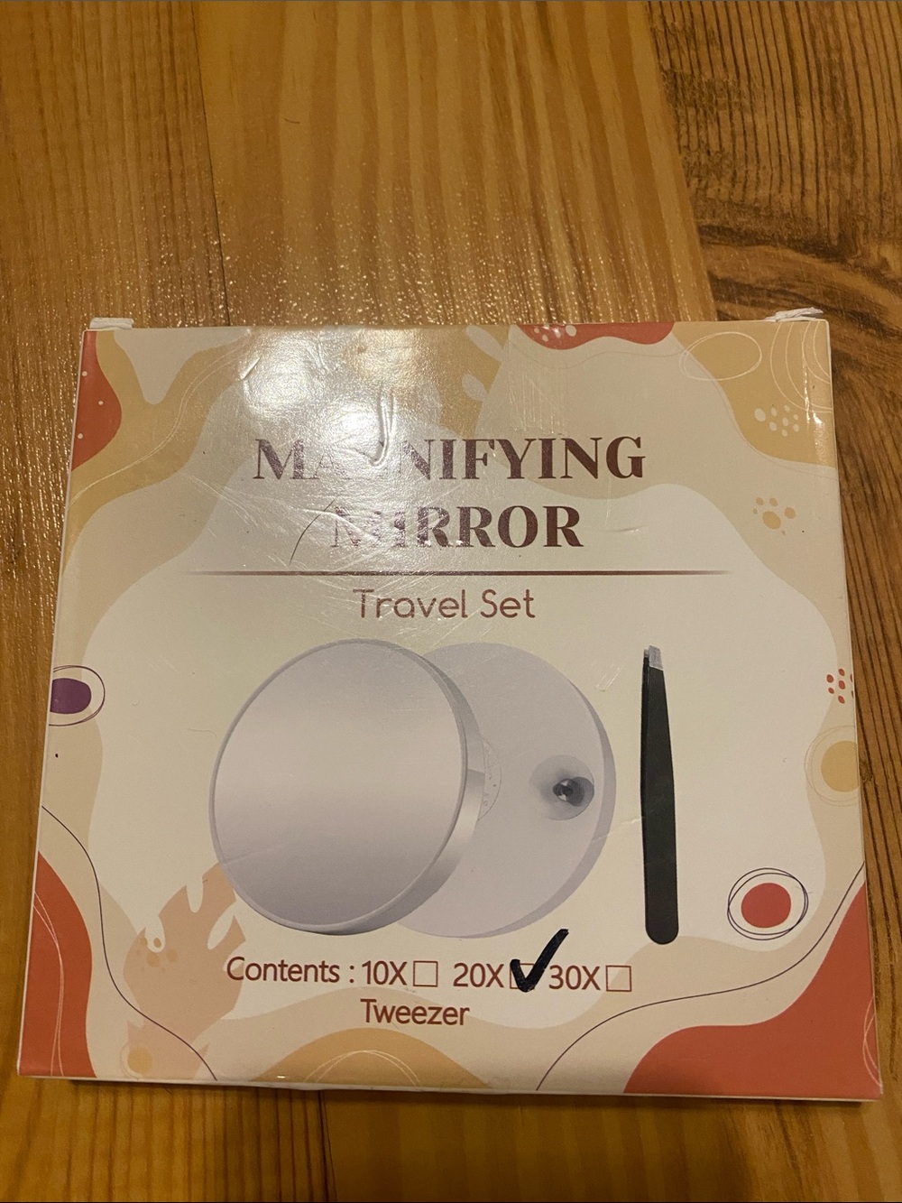 Magnifying Mirror Travel Set with Tweezers - 30X - White